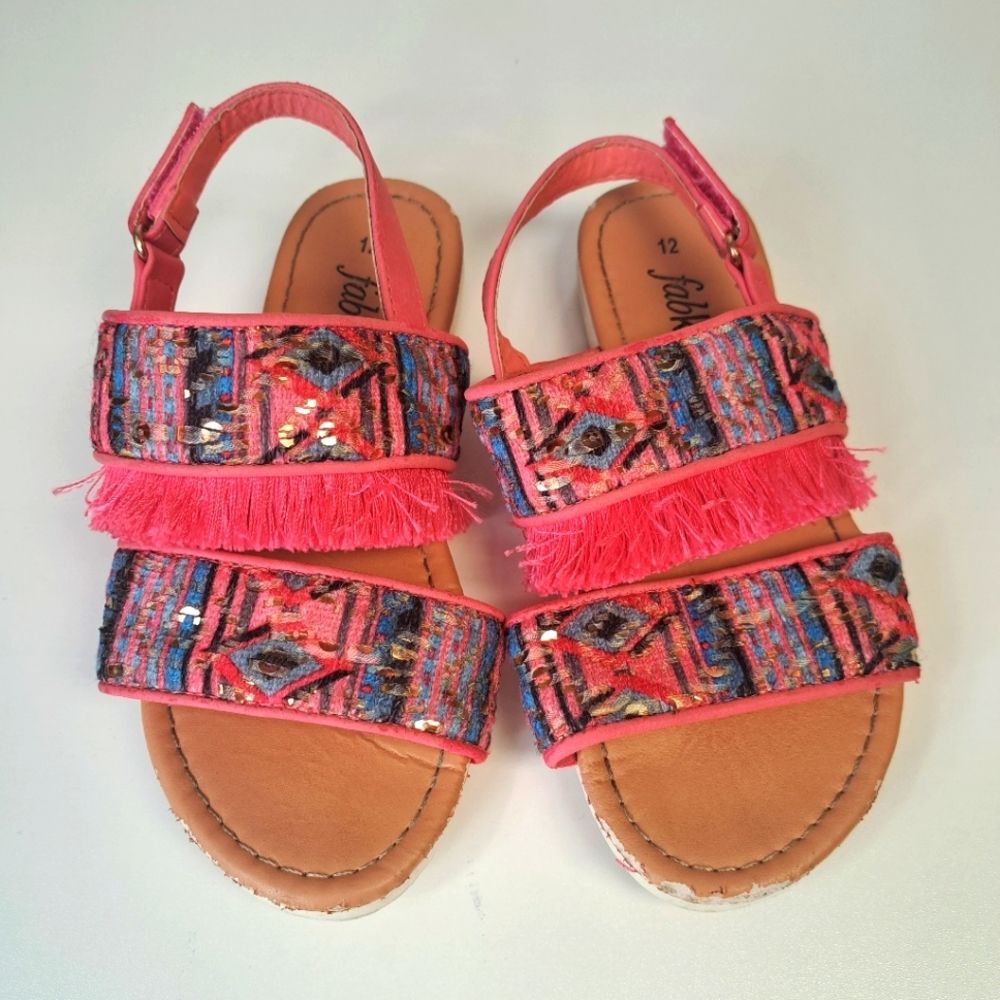 Boho Fringe Pink Girls Sandals